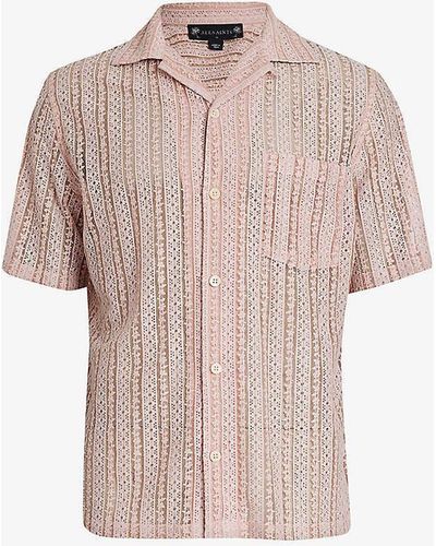 AllSaints Cala Floral-lace Cotton-blend Shirt - Pink