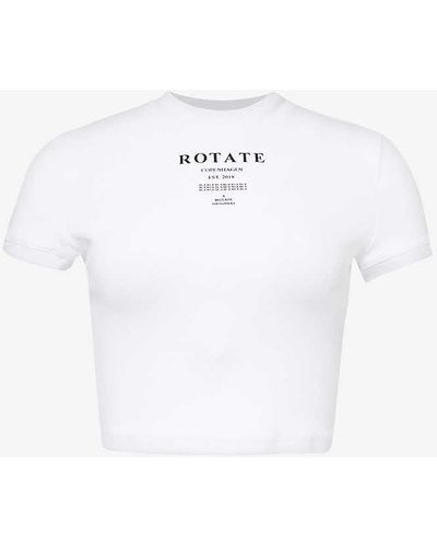ROTATE SUNDAY Brand-print Round-neck Stretch-organic Cotton T-shirt - White