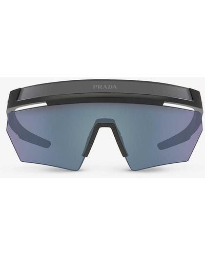 Prada Linea Rossa Ps 01ys Shield-frame Acetate Sunglasses - Blue