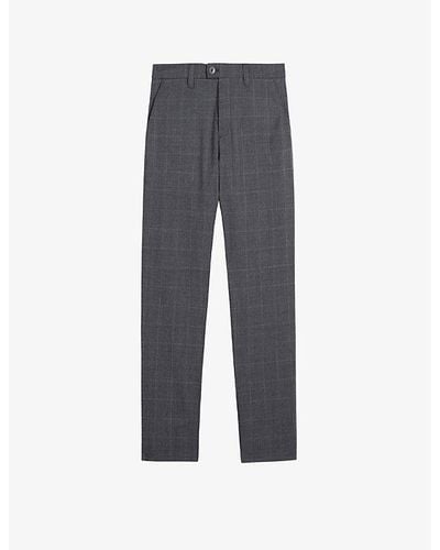 Ted Baker Kimbar Check-design Wool Trousers - Grey