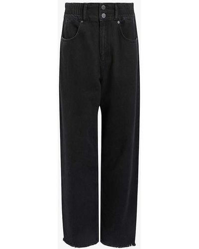 AllSaints Hailey Elasticated-waist Frayed-hem Denim Jeans - Black