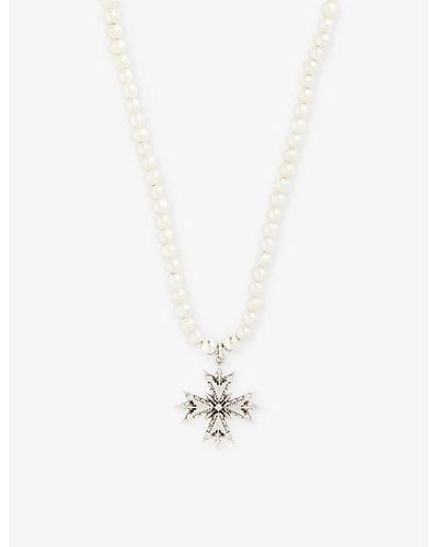 Emanuele Bicocchi Crest Sterling And Freshwater Pearls Pendant Necklace - White