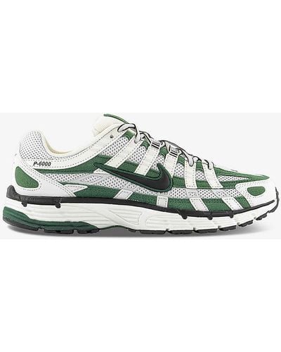 Nike P-6000 Chunky-sole Leather And Mesh Low-top Trainers - Green