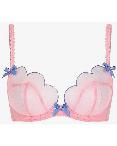 Agent Provocateur Lorna Scalloped-trim Underwired Woven Plunge Bra - Pink