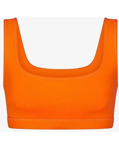 Skims Scoop-neck Recycled Stretch-nylon Bikini Top - Orange