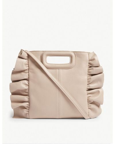 Maje M Ruffles Leather Handbag - Natural
