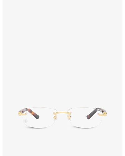 Cartier Ct0048o Rectangle-frame Metal Eyeglasses - Natural