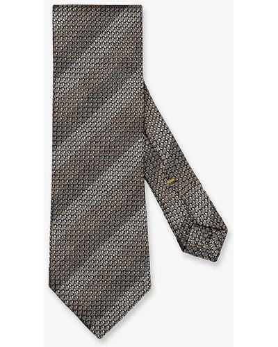 Eton Grenadine Striped Wide-blade Silk Tie - Grey