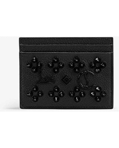 Christian Louboutin Kios Loubinthesky-embellished Leather Card Holder - Black