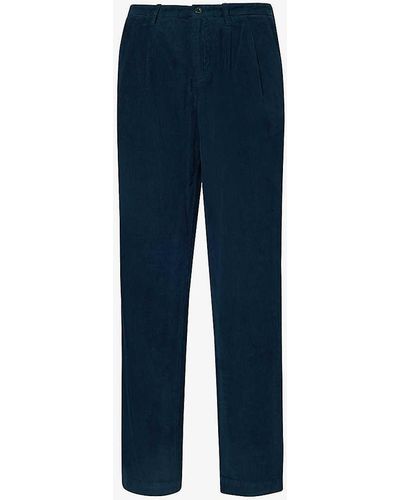 Sunspel Tapered-leg Regular-fit Cotton-corduroy Trousers - Blue