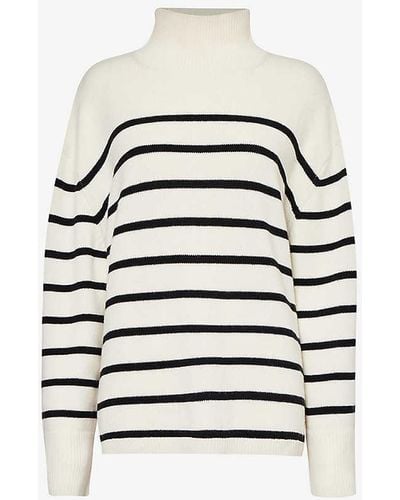 Anine Bing Courtney Striped Wool And Cashmere-blend Knitted Jumper - White