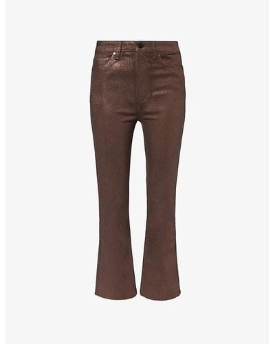 PAIGE Claudine Flared-leg High-rise Stretch-woven Jeans - Brown