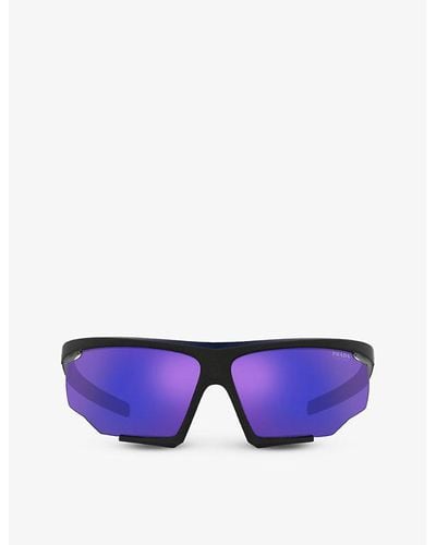 Prada Linea Rossa Pr 07ys Tinted-lens Irregular-frame Nylon Sunglasses - Purple