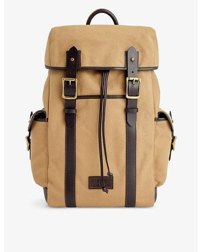 Polo Ralph Lauren Brand-patch Cotton-canvas And Leather Backpack - Natural