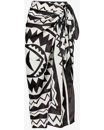 Eres Magique Geometric-pattern Cotton And Silk-blend Sarong - White