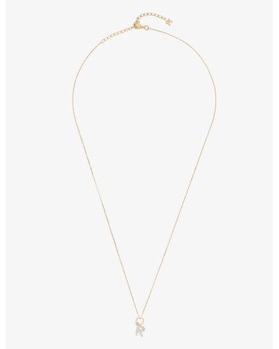 Mateo Initial R 14ct Yellow-gold And 0.15ct Diamond Pendant Necklace - White