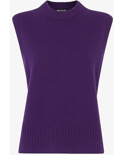 Whistles Sleeveless Relaxed-fit Wool Top - Purple