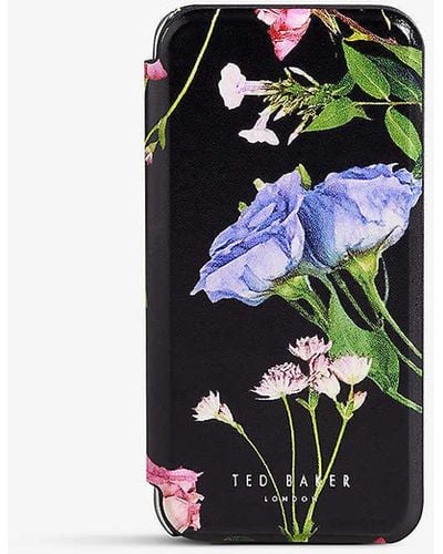 Ted Baker Akivats Floral-print Faux-leather Iphone Case - Black