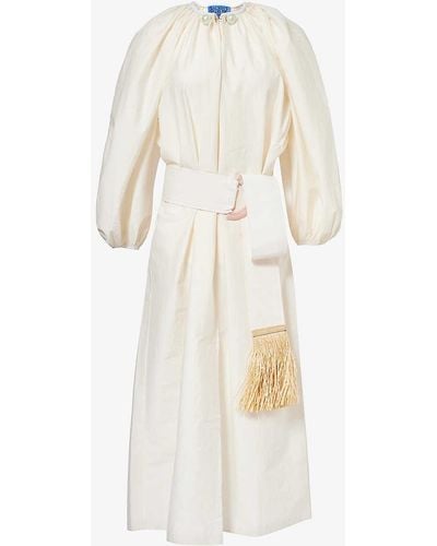 Nackiyé Grand Bazaar Pleated Cotton-blend Maxi Dress - White