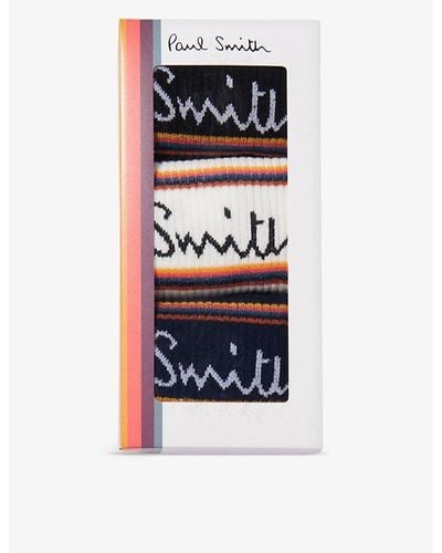 Paul Smith Sport Cotton-blend Socks Pack Of Three - White