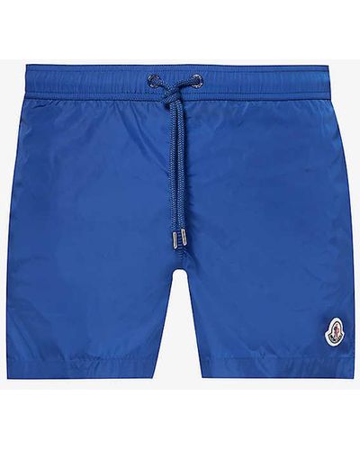 Moncler Brand-patch Regular-fit Swim Shorts - Blue