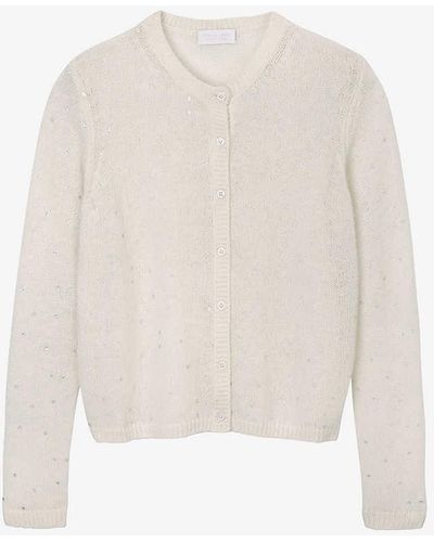 The White Company Foil-print Knitted Cardigan - White