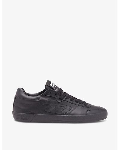 DIESEL Leroji Logo-print Leather Low-top Sneakers - Black