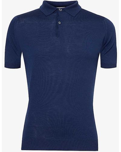 John Smedley Payton Short-sleeved Wool-knit Polo Shirt Xx - Blue