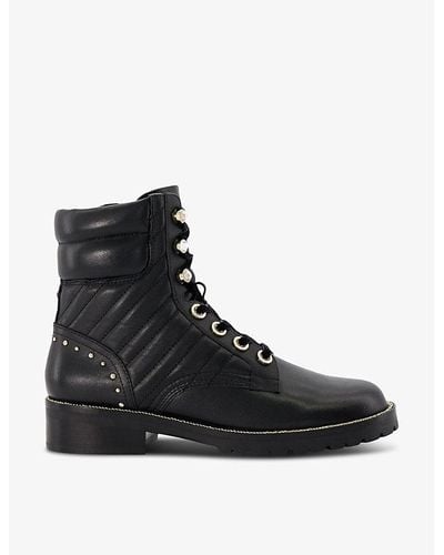 Dune Pearlescent Leather Boots - Black