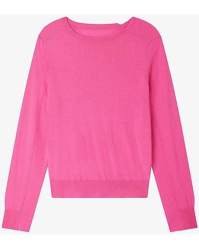 Soeur Australie Round-neck Merino-wool Jumper - Pink