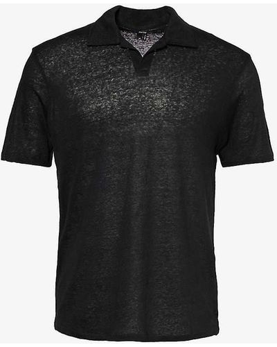 PAIGE Shelton Relaxed-fit Linen Polo Shirt X - Black