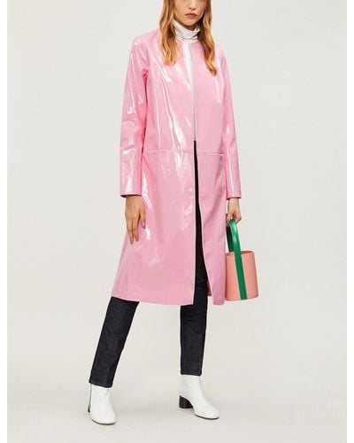 STAUD Liam Faux Patent-leather Coat - Pink