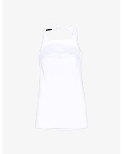 Maje Tie-back Slim-fit Sleeveless Stretch-cotton Mini Dress - White