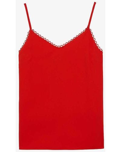 Ted Baker Andreno Looped-trim V-neck Woven Cami Top - Red