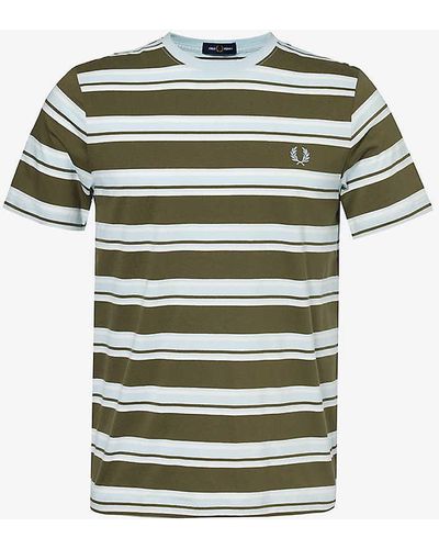 Fred Perry Ringer Logo-embroidered Cotton-jersey T-shirt Xx - Green