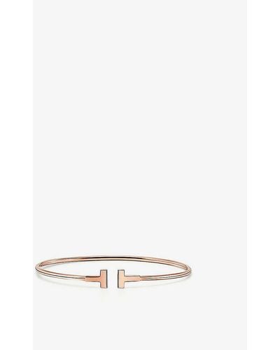 Tiffany & Co. Tiffany T Wire 18ct Rose-gold Narrow Bracelet - White