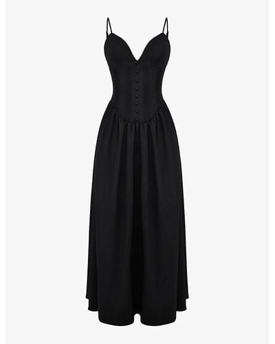 House Of Cb Lova Corseted Stretch-woven Maxi Dres - Black
