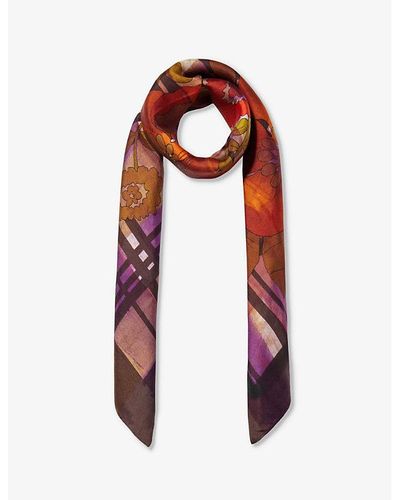 Dianora Salviati Patterned Square Silk Scarf - Red