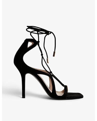 Reiss Kate Swirl-strap Heeled Leather Sandals - Black