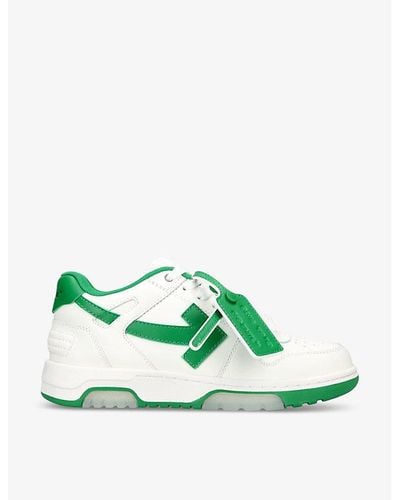 Off-White c/o Virgil Abloh Ooo Logo-embroidered Leather Low-top Sneakers - Green
