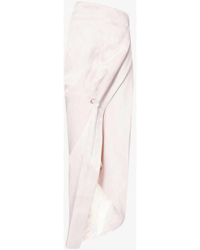 Issey Miyake Enveloping Mid-rise Woven Midi Skirt - White