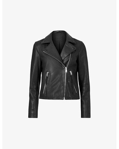 AllSaints Dalby Leather Biker Jacket - Black