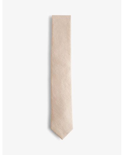 Ted Baker Textured-weave Silk And Linen Tie - White