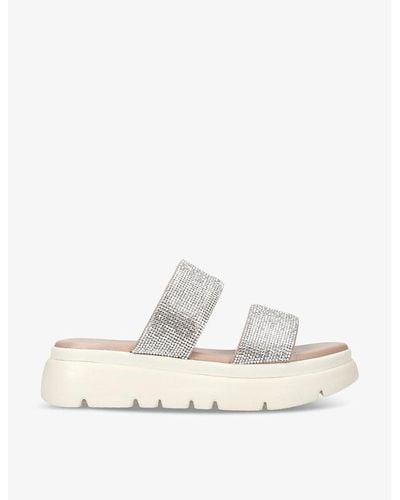 Carvela Kurt Geiger Krypton Embellished Leather Sandals - White