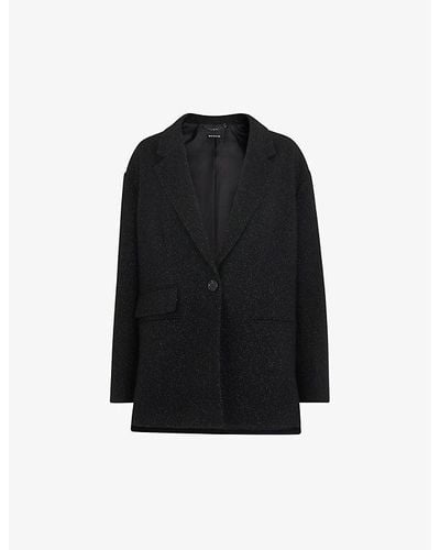 Whistles Maria Single-breasted Woven Coat - Black