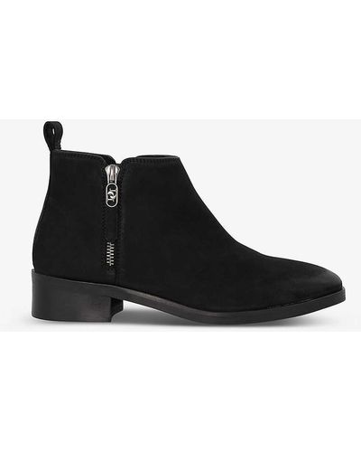 Dune Progress Cropped Suede Ankle Boots - Black