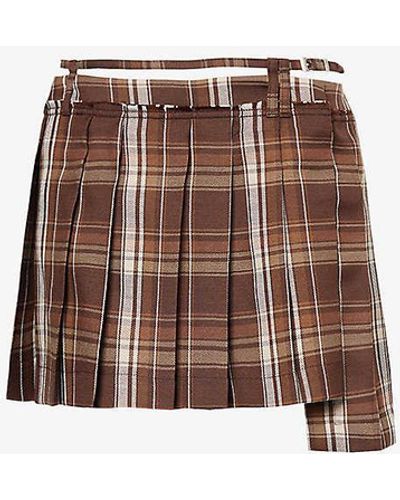 Acne Studios Pleated Wool-blend Mini Skirt - Brown