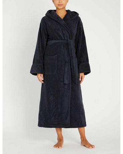 The White Company Hooded Hydrocotton Dressing Gown - Blue