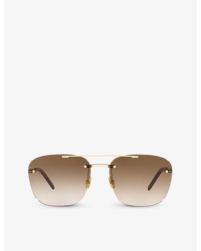 Saint Laurent Ys000324 Rimless Pilot-frame Metal Sunglasses - Metallic