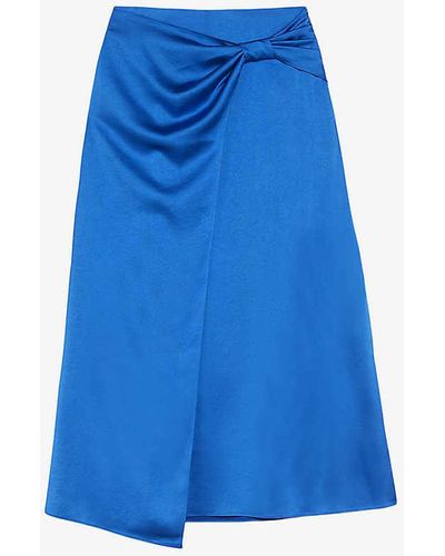 Ted Baker Mazii Tie-knot Satin Midi Skirt - Blue